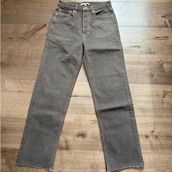 Redone Women's 70s Ultra High-Rise Stove Pipe Jeans size 25 Washed Chocolate NWT - Picture 1 of 8